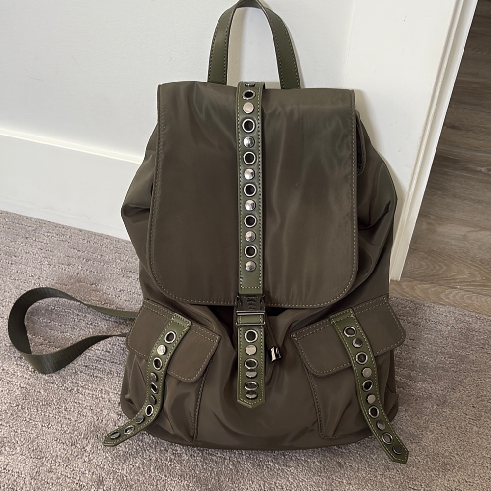 Saint & Sofia Olive Green Backpack with Grommet Details